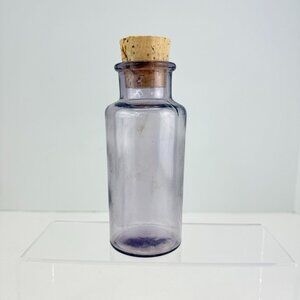 Vintage Apothecary Purple Glass Bottle With Cork Lid